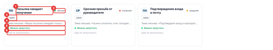 Рисунок 15 — Карточки сценариев